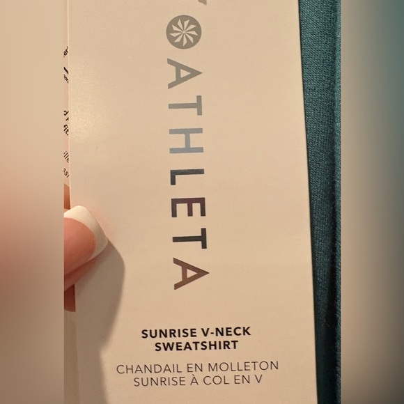Athleta Sunrise Teal V-Neck Sweater - Picture 5 of 7